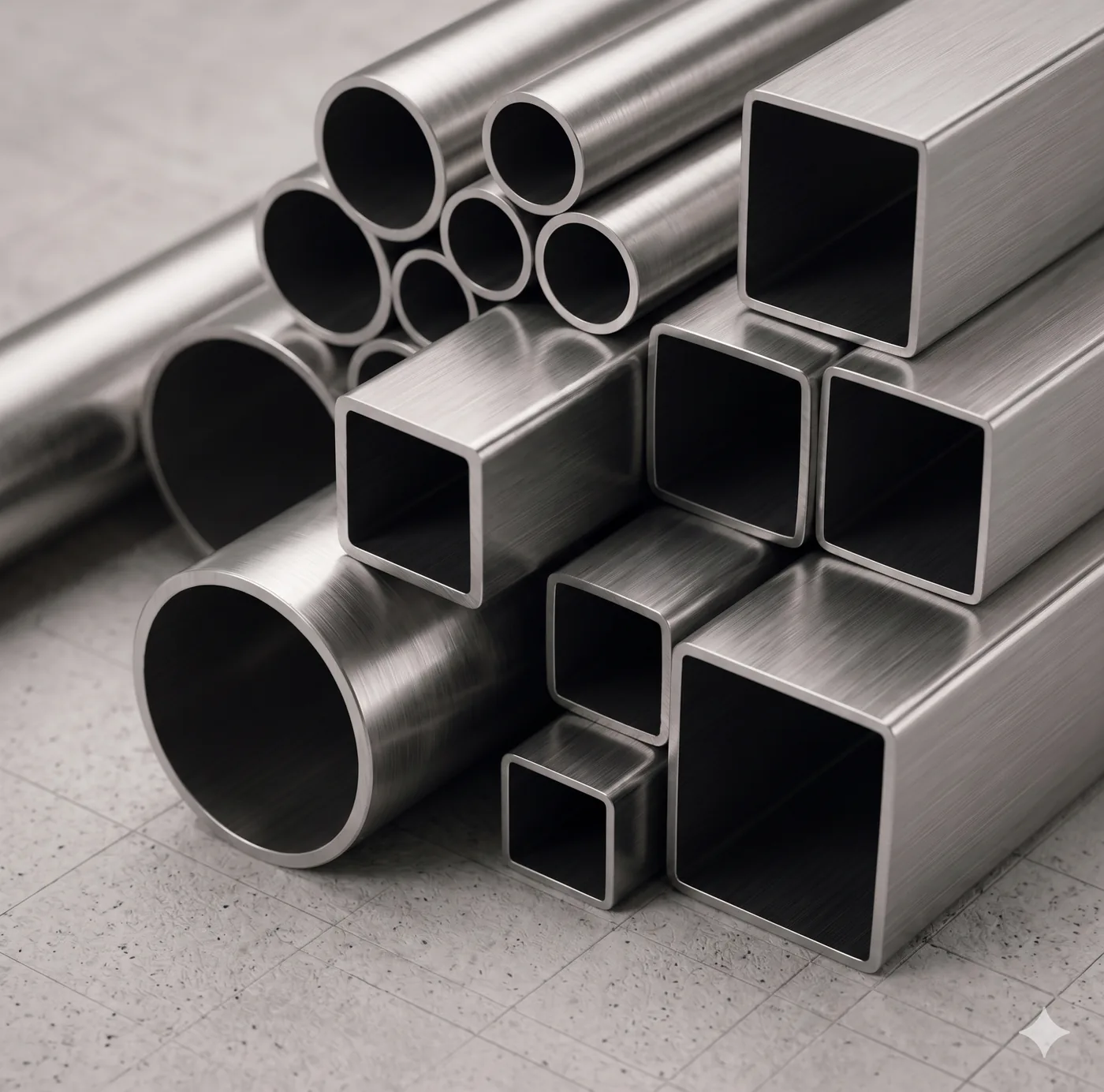 Tubos de aço inox redondos e quadrados em diferentes bitolas
